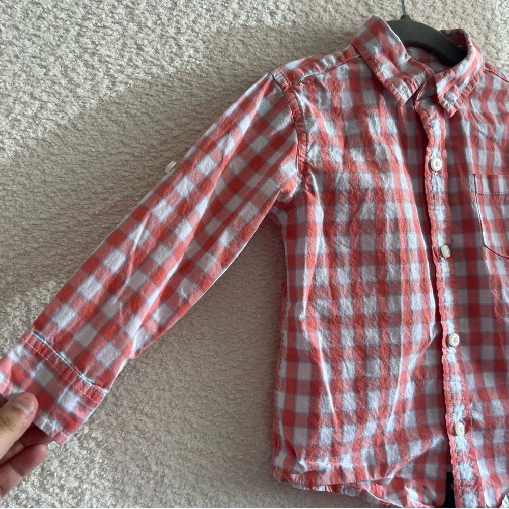 Janie And Jack Toddler Boys Button Down Plaid‎ Dress Shirt Size 18-24 Months